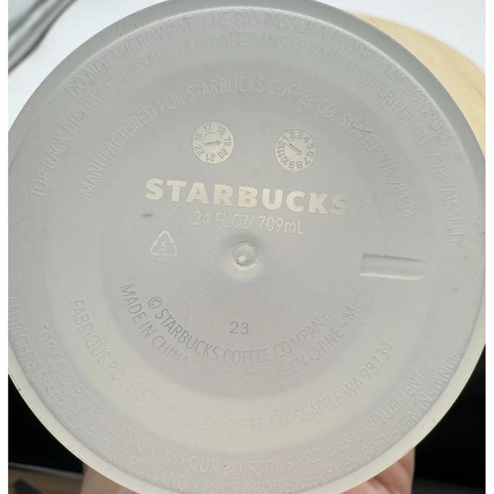 Starbucks Reusable Cold Cup 24Oz BT21 Inspired Cartoon Characters Plastic‎ Lid